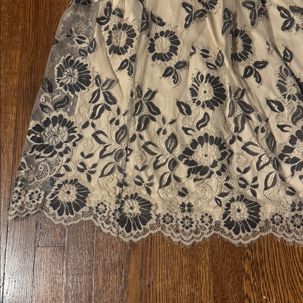 Ultra Pink Floral Lace Skirt - Cream and Black - Picture 6 of 6